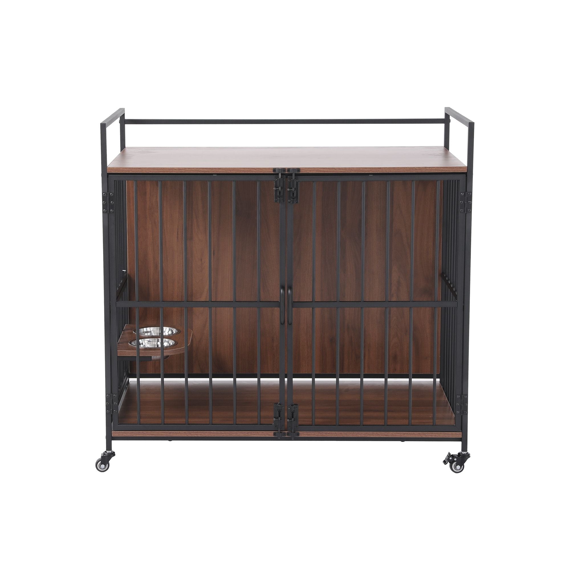 2-in-1 Wooden Dog Crate and End Table 99cm with Wheels - Black - Pet Care > Dog Supplies > Dog Kennels - Rivercity House & Home Co. (ABN 18 642 972 209) - Affordable Modern Furniture Australia