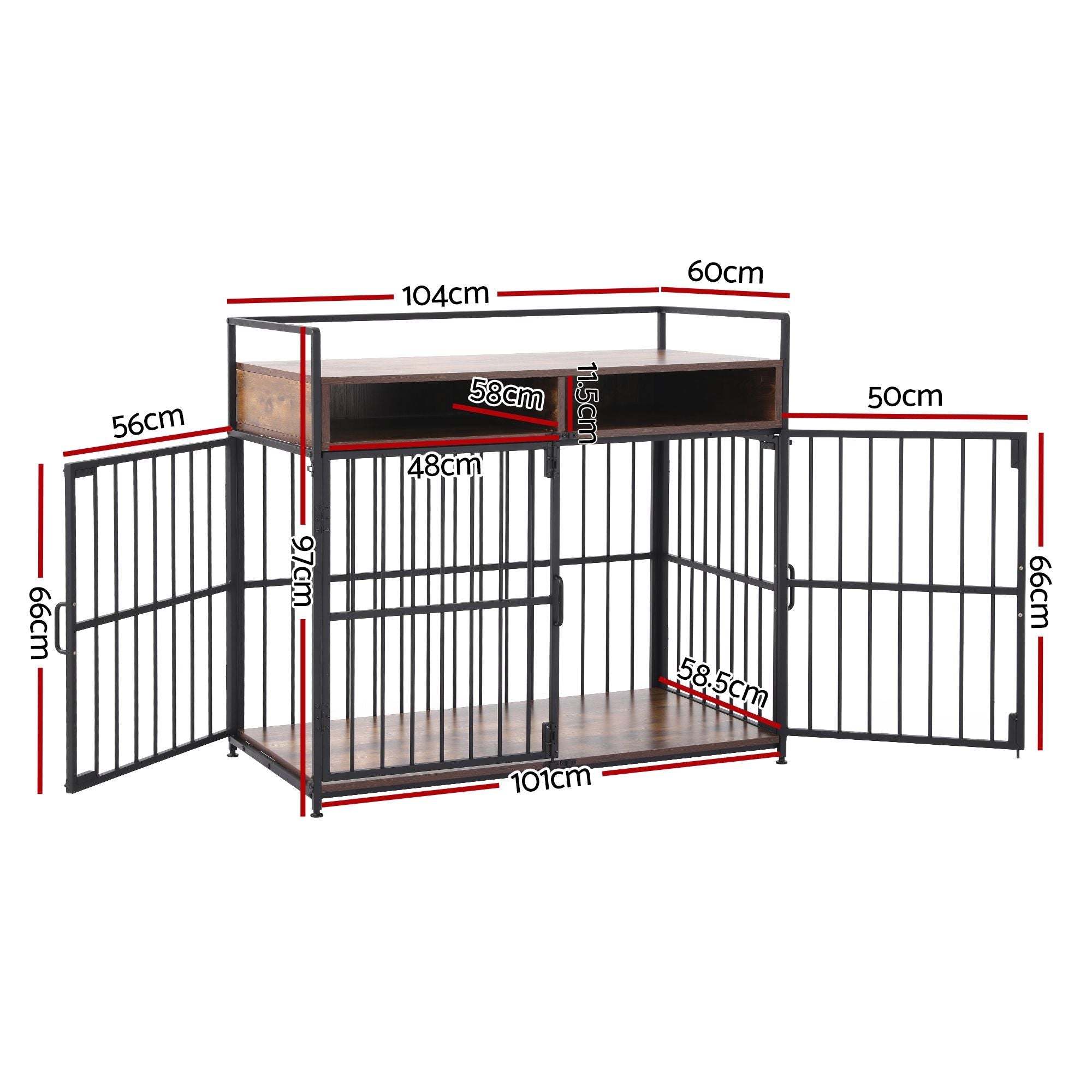 2-in-1 Wooden Dog Crate with Storage and End Table 104cm - Black - Pet Care > Dog Supplies > Dog Kennels - Rivercity House & Home Co. (ABN 18 642 972 209) - Affordable Modern Furniture Australia