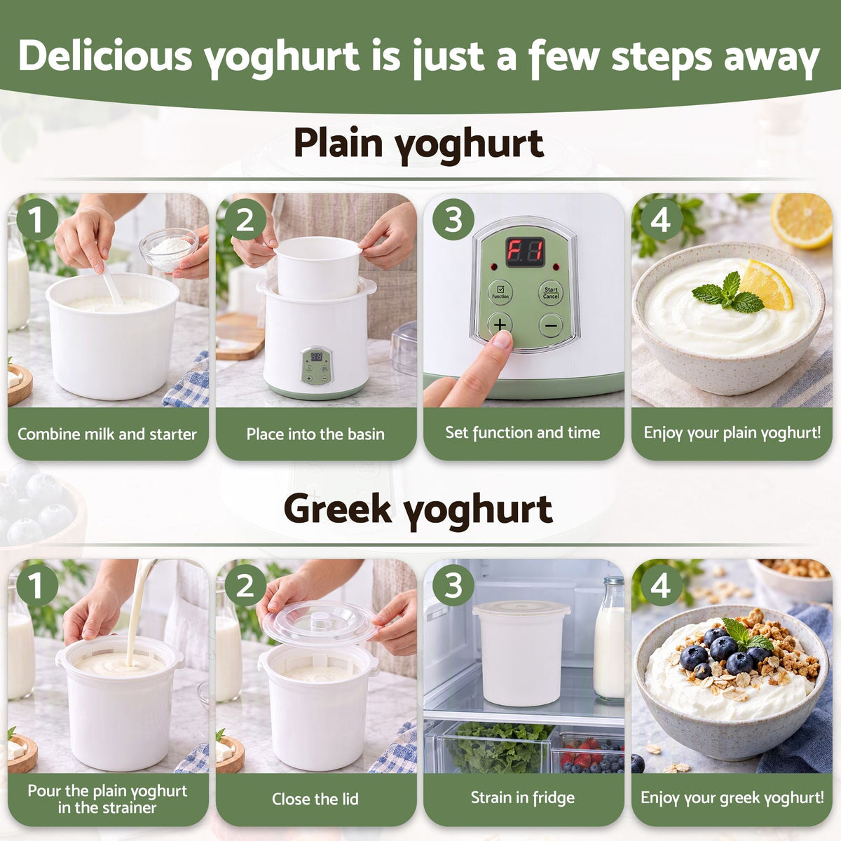 2-in-1 Yoghurt Maker and Fermenter 2L with Greek Yoghurt Strainer and Soft Cheese Machine - Appliances > Kitchen Appliances > Speciality Appliances - Rivercity House & Home Co. (ABN 18 642 972 209) - Affordable Modern Furniture Australia