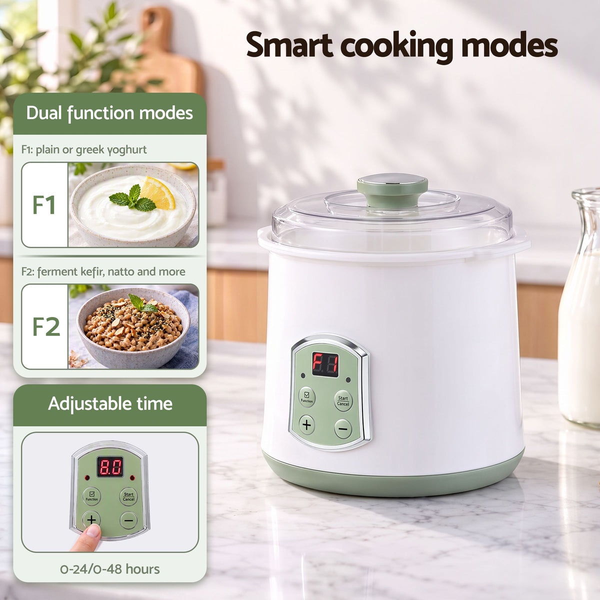 2-in-1 Yoghurt Maker and Fermenter 2L with Greek Yoghurt Strainer and Soft Cheese Machine - Appliances > Kitchen Appliances > Speciality Appliances - Rivercity House & Home Co. (ABN 18 642 972 209) - Affordable Modern Furniture Australia
