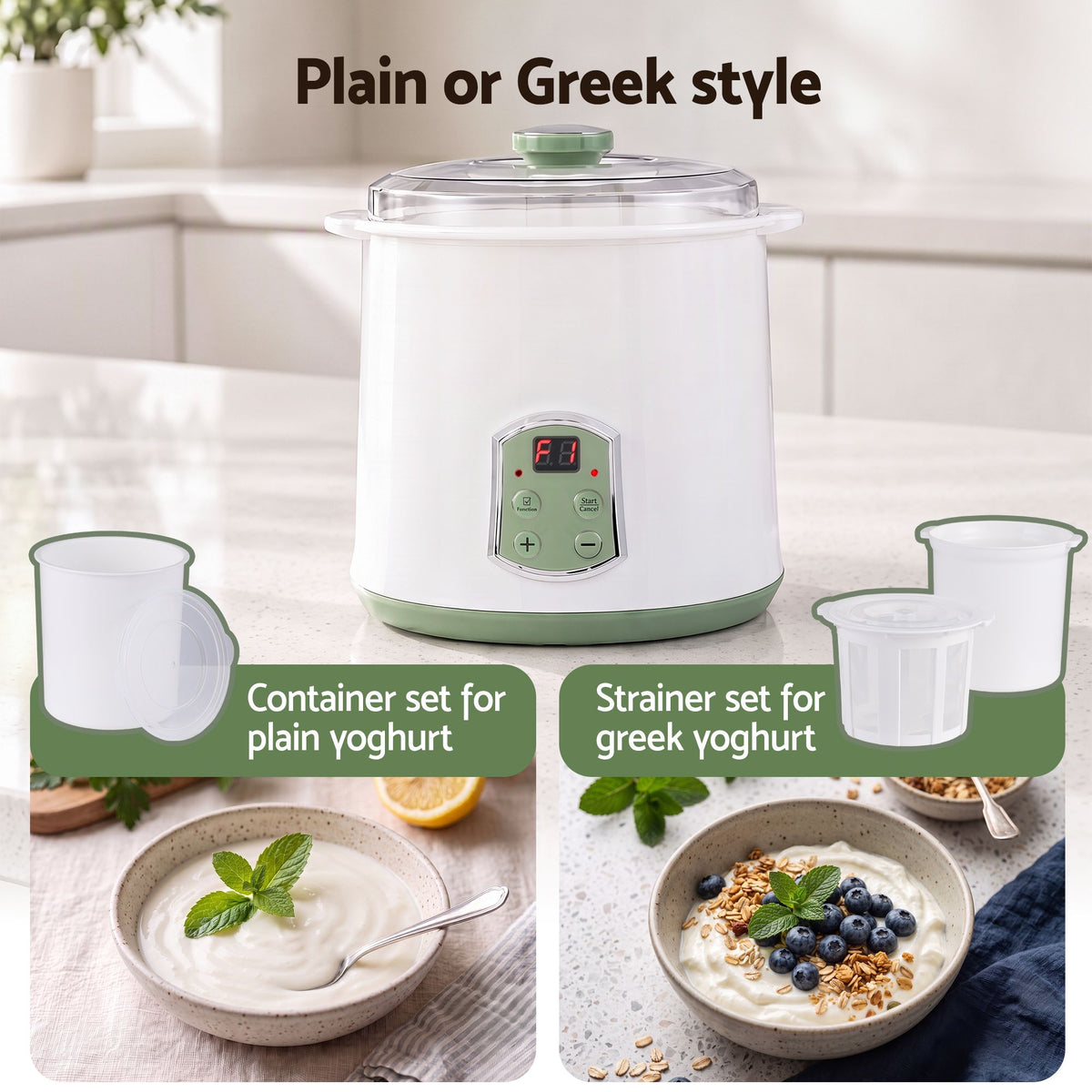 2-in-1 Yoghurt Maker and Fermenter 2L with Greek Yoghurt Strainer and Soft Cheese Machine - Appliances > Kitchen Appliances > Speciality Appliances - Rivercity House & Home Co. (ABN 18 642 972 209) - Affordable Modern Furniture Australia