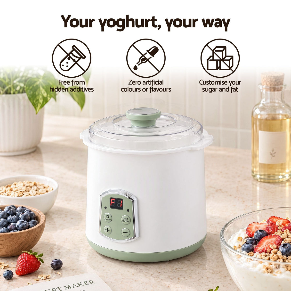 2-in-1 Yoghurt Maker and Fermenter 2L with Greek Yoghurt Strainer and Soft Cheese Machine - Appliances > Kitchen Appliances > Speciality Appliances - Rivercity House & Home Co. (ABN 18 642 972 209) - Affordable Modern Furniture Australia