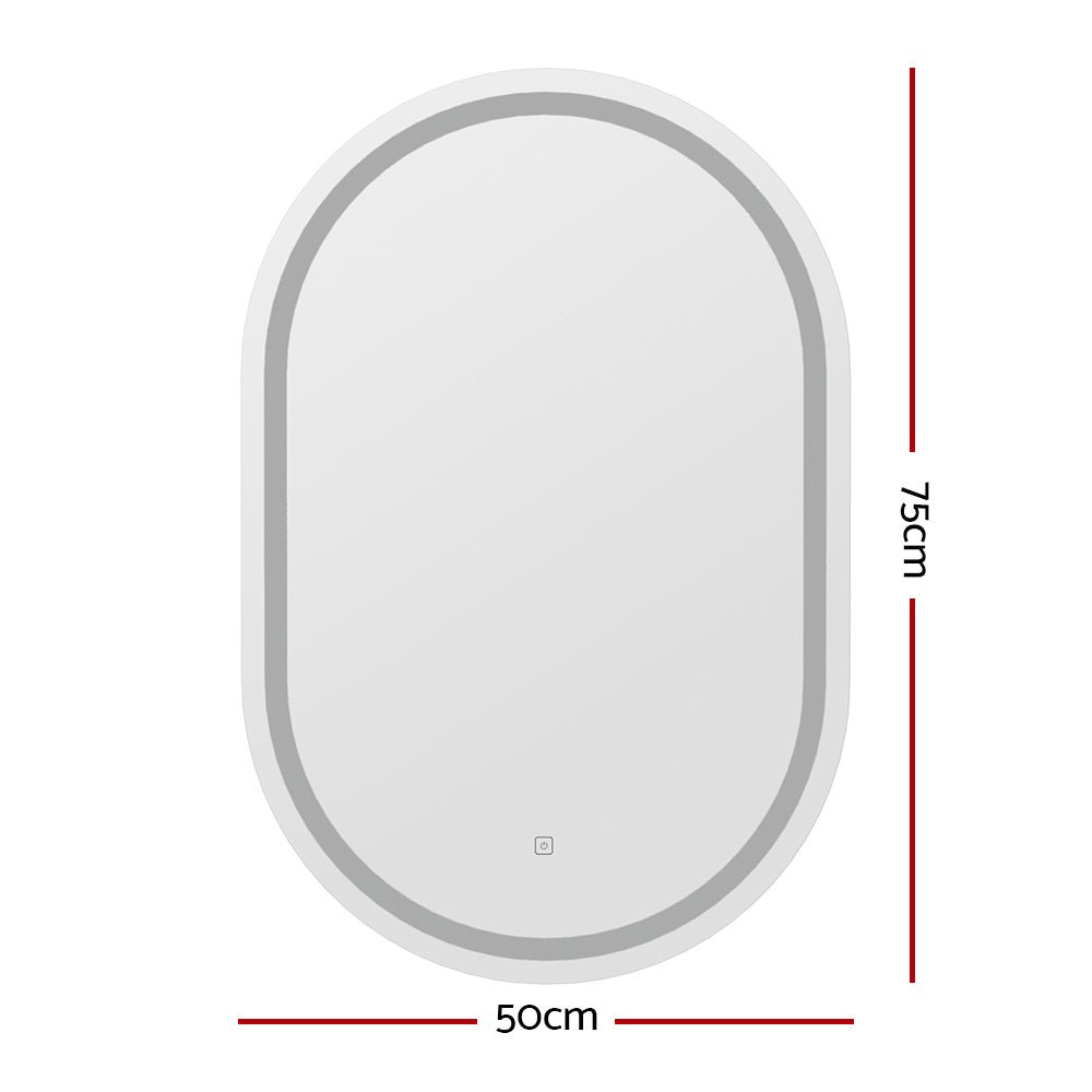 2 LED Wall Mirror With Light 50X75CM Bathroom Decor Oval Mirrors Vanity - Health & Beauty > Makeup > Makeup Mirrors - Rivercity House & Home Co. (ABN 18 642 972 209) - Affordable Modern Furniture Australia