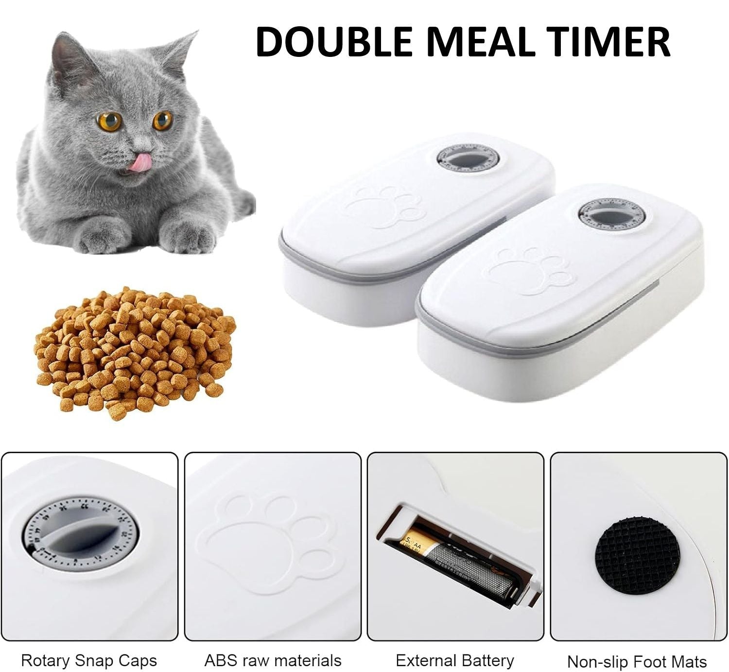 2 Meal Automatic Pet Feeder with 48H Timer for Cat & Dog Wet & Dry Food Dual 700ML Bowls - White - Pet Care > Cat Supplies > Cat Bowls, Feeders & Waterers - Rivercity House & Home Co. (ABN 18 642 972 209) - Affordable Modern Furniture Australia