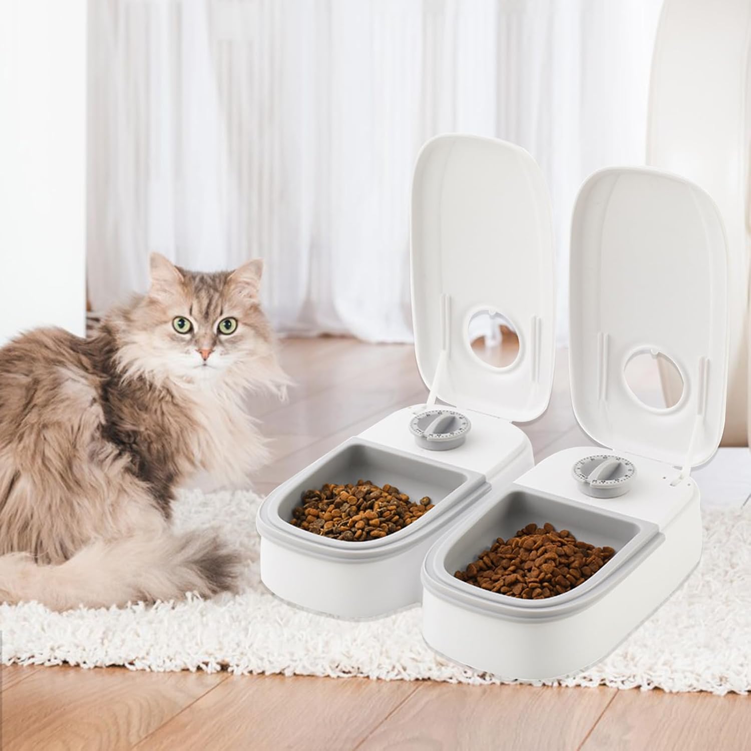 2 Meal Automatic Pet Feeder with 48H Timer for Cat & Dog Wet & Dry Food Dual 700ML Bowls - White - Pet Care > Cat Supplies > Cat Bowls, Feeders & Waterers - Rivercity House & Home Co. (ABN 18 642 972 209) - Affordable Modern Furniture Australia