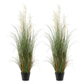 2 Pack 1194mm Artificial Reed Grass Plants in Pots for Indoor Outdoor Décor - Green