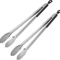 2 Pack 36 cm 430 Stainless Steel Locking Kitchen Tongs with Silicone Grip for BBQ and Grilling