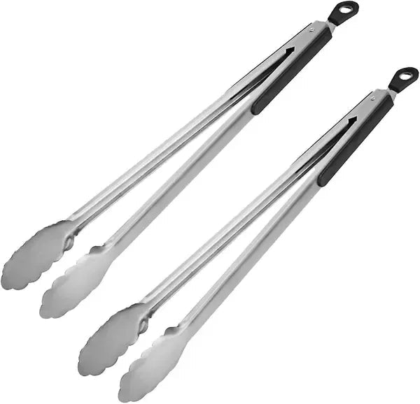 2 Pack 36 cm 430 Stainless Steel Locking Kitchen Tongs with Silicone Grip for BBQ and Grilling - Home & Garden > BBQ > BBQ Tools - Rivercity House & Home Co. (ABN 18 642 972 209) - Affordable Modern Furniture Australia