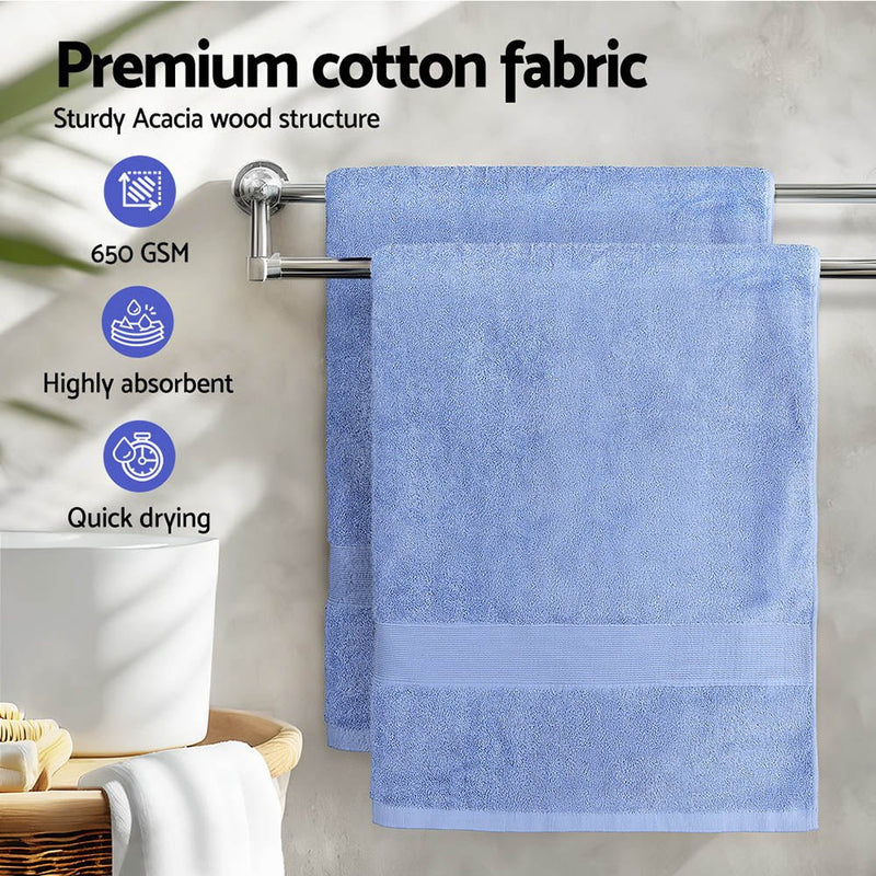 2 Pack Bath Sheets Set Cotton Extra Large Towel Blue - Home & Garden > Bathroom Accessories - Rivercity House & Home Co. (ABN 18 642 972 209) - Affordable Modern Furniture Australia