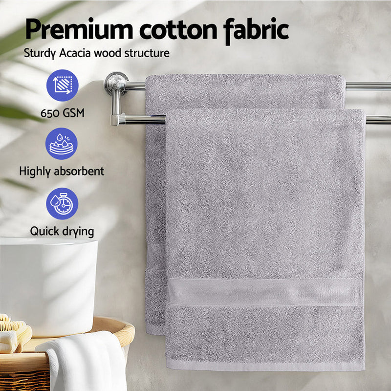 2 Pack Bath Sheets Set Cotton Extra Large Towel Grey - Home & Garden > Bathroom Accessories - Rivercity House & Home Co. (ABN 18 642 972 209) - Affordable Modern Furniture Australia