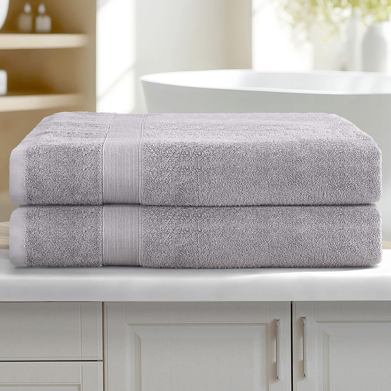 2 Pack Bath Sheets Set Cotton Extra Large Towel Grey - Home & Garden > Bathroom Accessories - Rivercity House & Home Co. (ABN 18 642 972 209) - Affordable Modern Furniture Australia