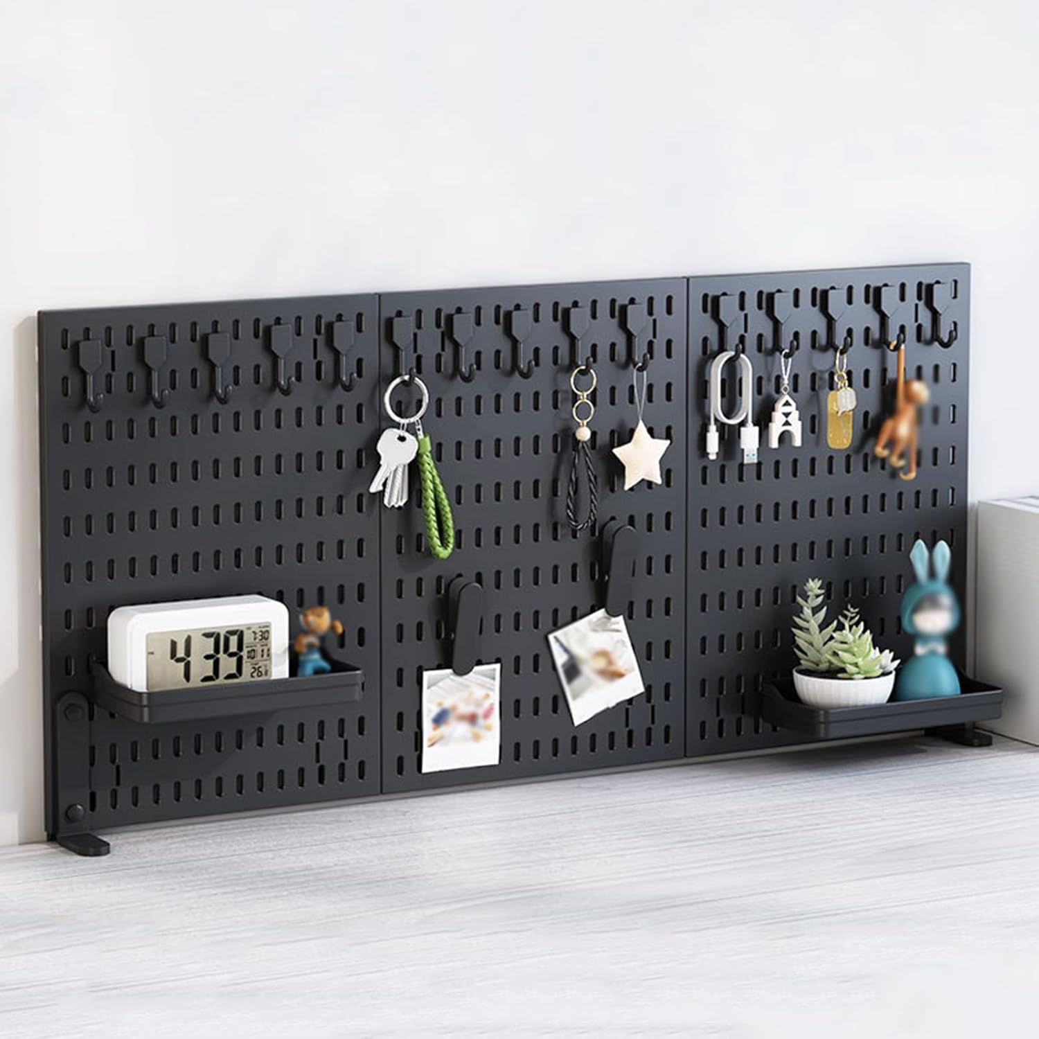 2 Pack Desk Pegboard Organiser Kit with Hooks, Tray & Clamp Mount for Office & Gaming Setup - Black - Home & Garden > Home Office Accessories > Desk Accessories - Rivercity House & Home Co. (ABN 18 642 972 209) - Affordable Modern Furniture Australia
