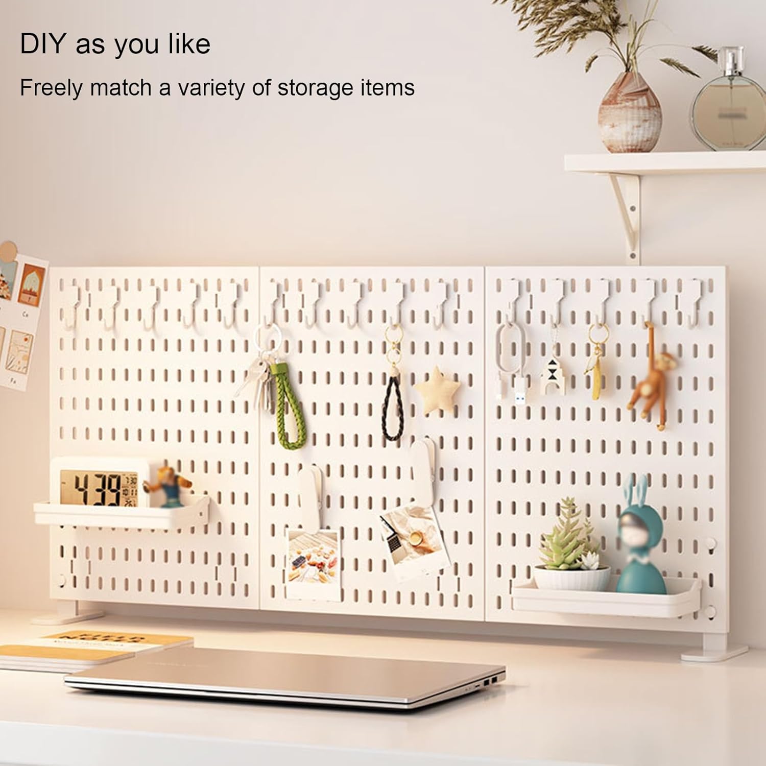 2 Pack Desk Pegboard Organiser Kit with Hooks, Tray & Clamp Mount for Office & Gaming Setup - White - Home & Garden > Home Office Accessories > Desk Accessories - Rivercity House & Home Co. (ABN 18 642 972 209) - Affordable Modern Furniture Australia