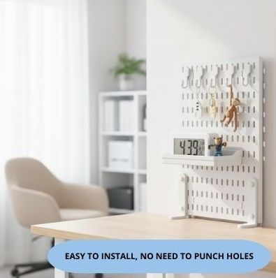 2 Pack Desk Pegboard Organiser Kit with Hooks, Tray & Clamp Mount for Office & Gaming Setup - White - Home & Garden > Home Office Accessories > Desk Accessories - Rivercity House & Home Co. (ABN 18 642 972 209) - Affordable Modern Furniture Australia