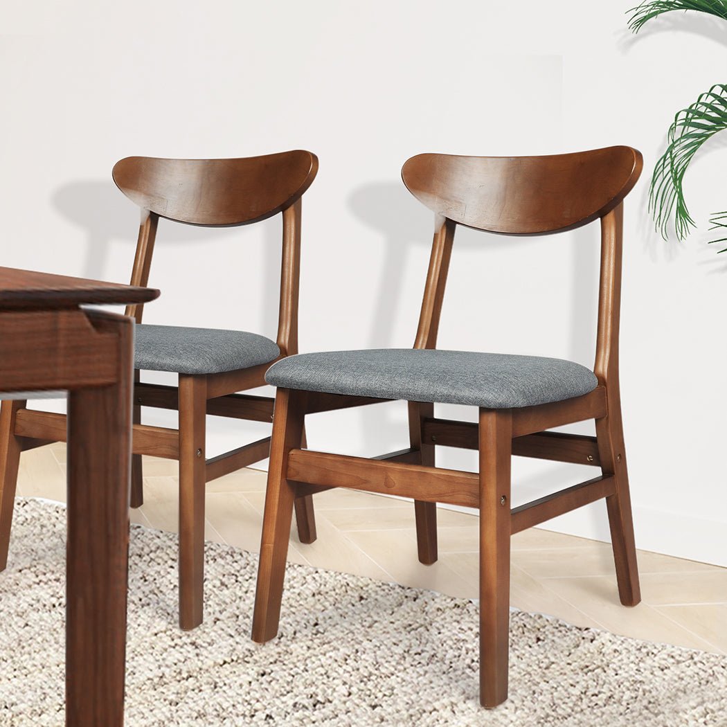 2 - Pack Dining Chairs with Fabric Cushion Foam Seat - Brown - Rivercity House & Home Co. (ABN 18 642 972 209) - Affordable Modern Furniture Australia