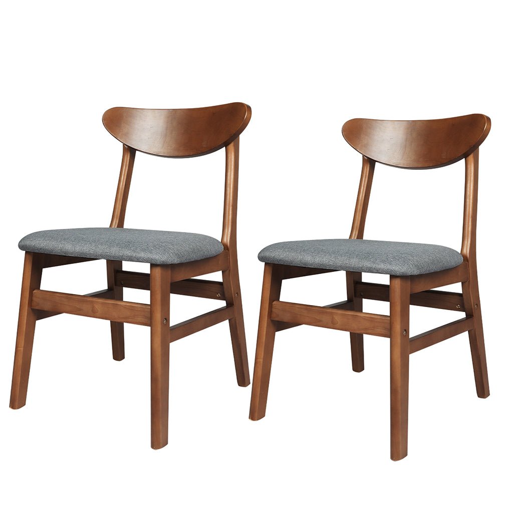 2 - Pack Dining Chairs with Fabric Cushion Foam Seat - Brown - Rivercity House & Home Co. (ABN 18 642 972 209) - Affordable Modern Furniture Australia