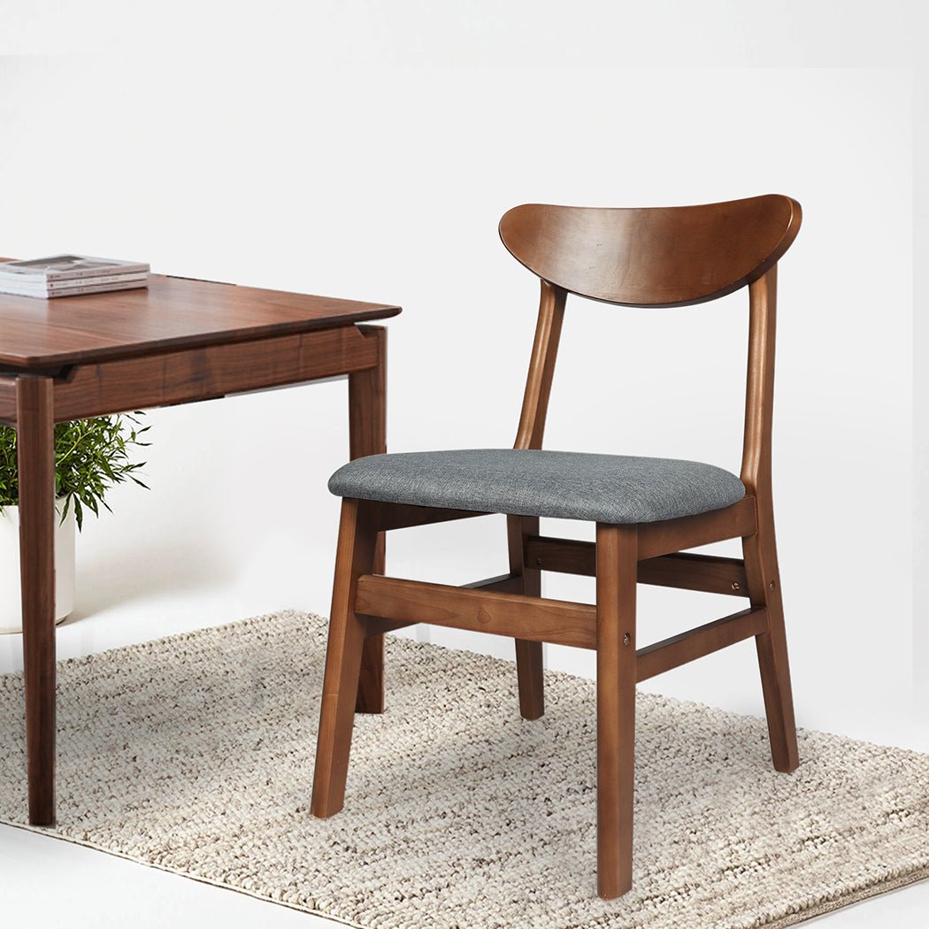 2 - Pack Dining Chairs with Fabric Cushion Foam Seat - Brown - Rivercity House & Home Co. (ABN 18 642 972 209) - Affordable Modern Furniture Australia