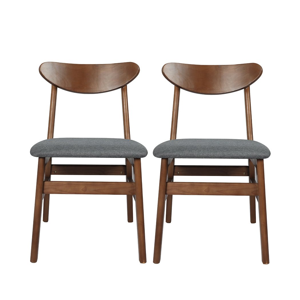 2 - Pack Dining Chairs with Fabric Cushion Foam Seat - Brown - Rivercity House & Home Co. (ABN 18 642 972 209) - Affordable Modern Furniture Australia