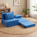 2 Pack Folding Armless Sofa Bed Loungers with Foam Floor Futons - Blue