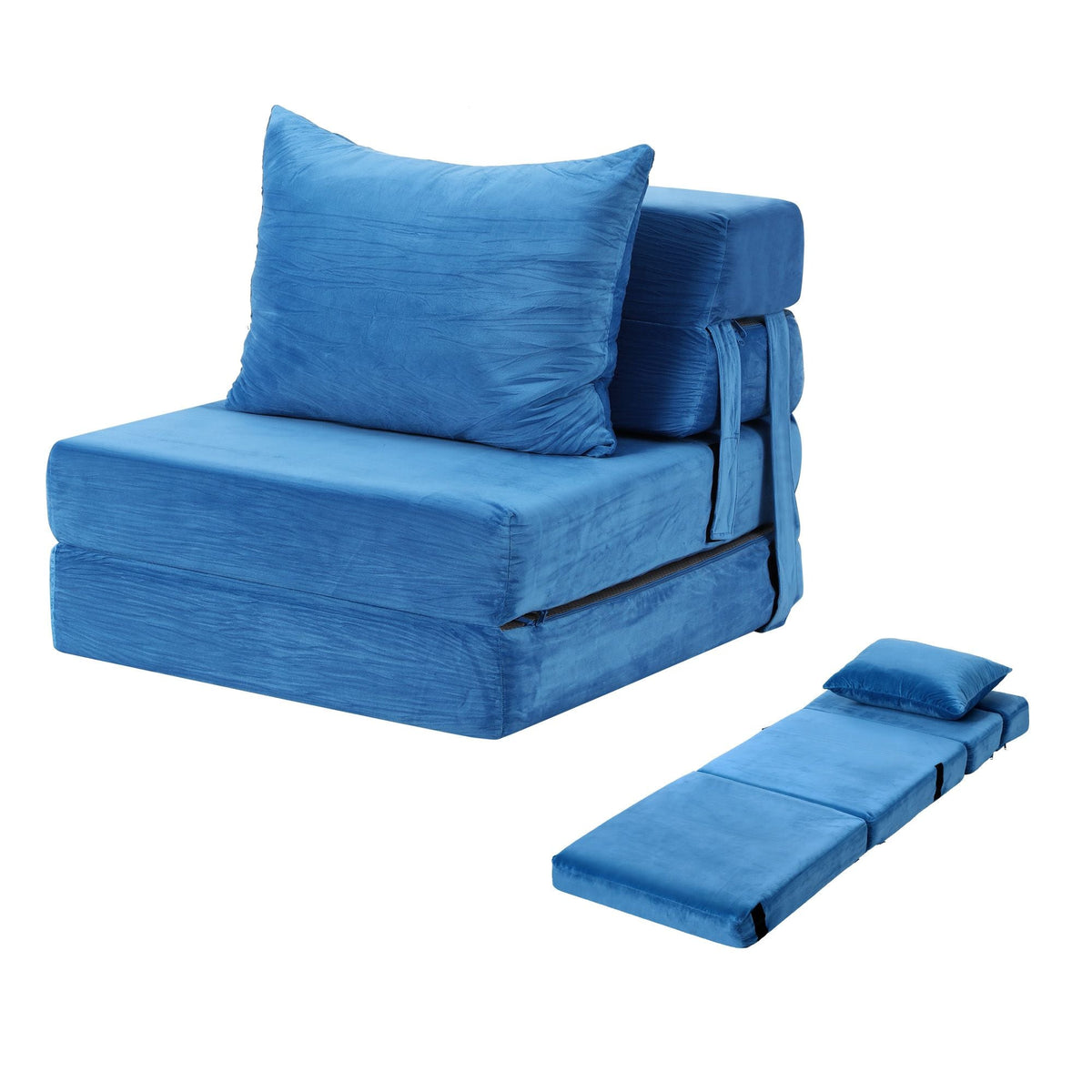 2 Pack Folding Armless Sofa Bed Lounger Foam Floor Futons - Blue - Furniture > Sofas > Sofas & Sofa Beds - Rivercity House & Home Co. (ABN 18 642 972 209) - Affordable Modern Furniture Australia