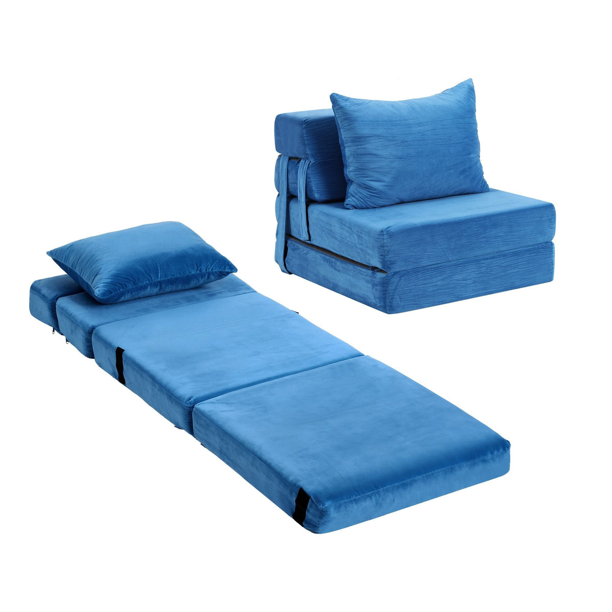 2 Pack Folding Armless Sofa Bed Lounger Foam Floor Futons - Blue - Furniture > Sofas > Sofas & Sofa Beds - Rivercity House & Home Co. (ABN 18 642 972 209) - Affordable Modern Furniture Australia