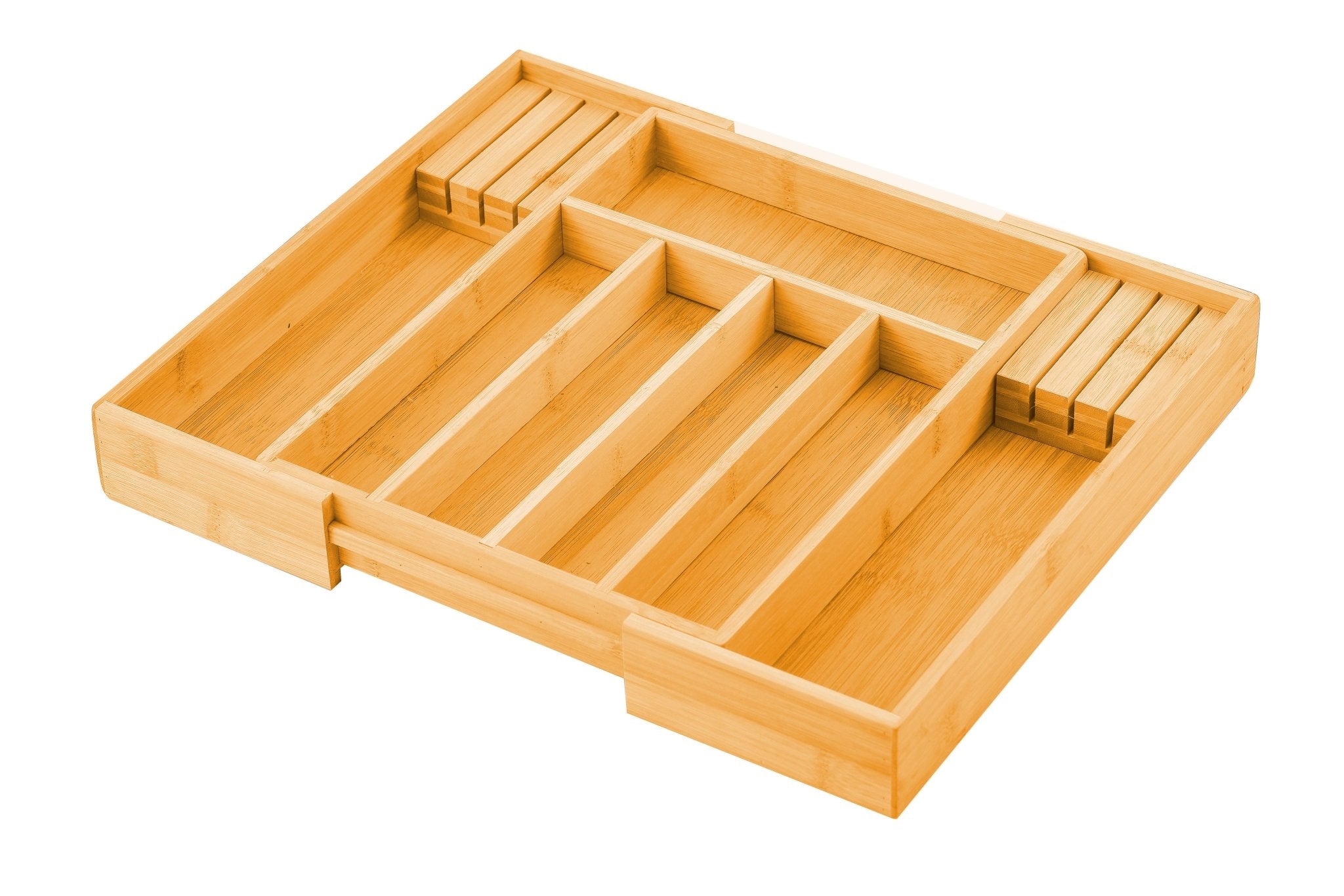 2 Pack Large Capacity Bamboo Expandable Drawer Organizer with Knife Block Holder for Home Kitchen Utensils - Home & Garden > Kitchenware > Kitchen Utensils - Rivercity House & Home Co. (ABN 18 642 972 209) - Affordable Modern Furniture Australia