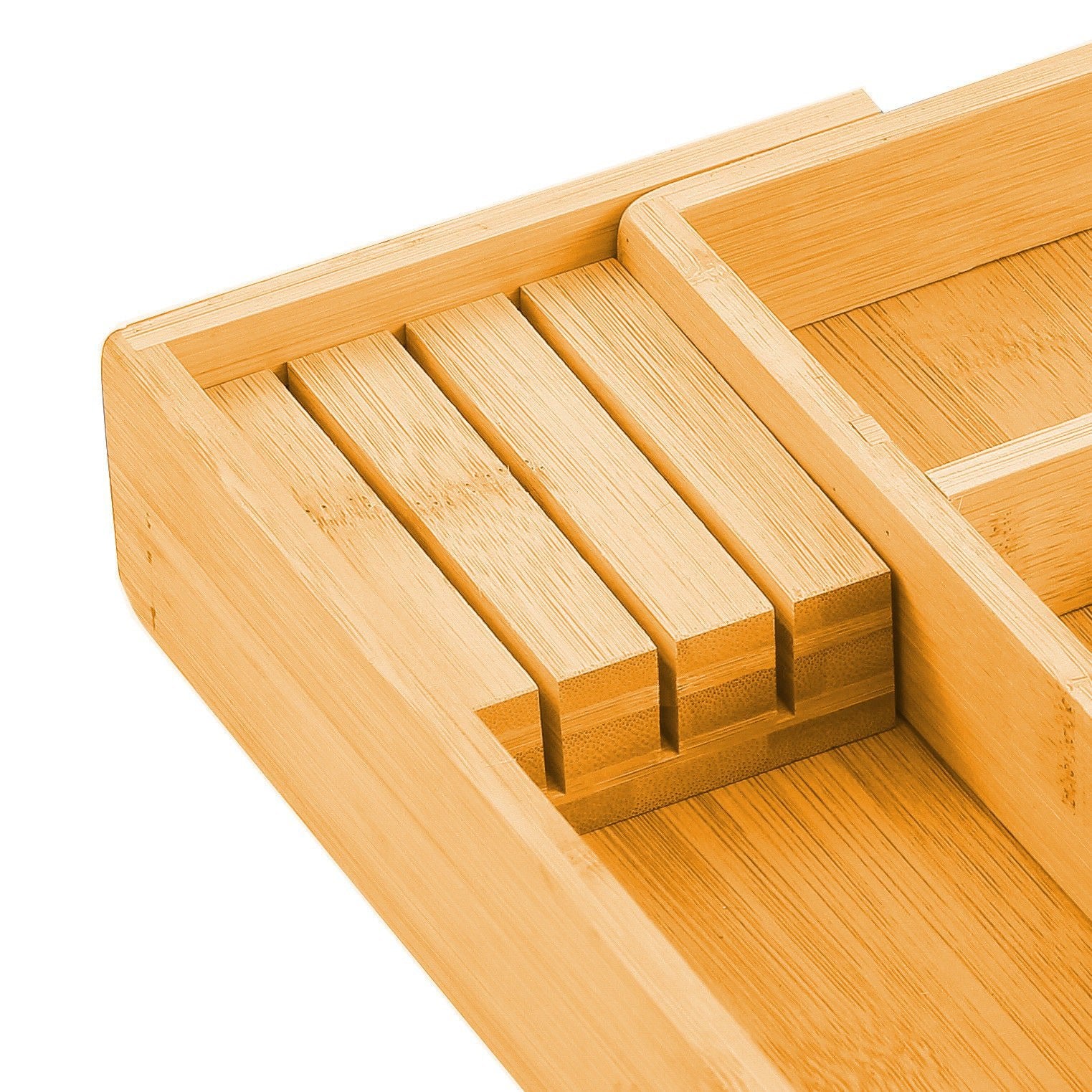 2 Pack Large Capacity Bamboo Expandable Drawer Organizer with Knife Block Holder for Home Kitchen Utensils - Home & Garden > Kitchenware > Kitchen Utensils - Rivercity House & Home Co. (ABN 18 642 972 209) - Affordable Modern Furniture Australia