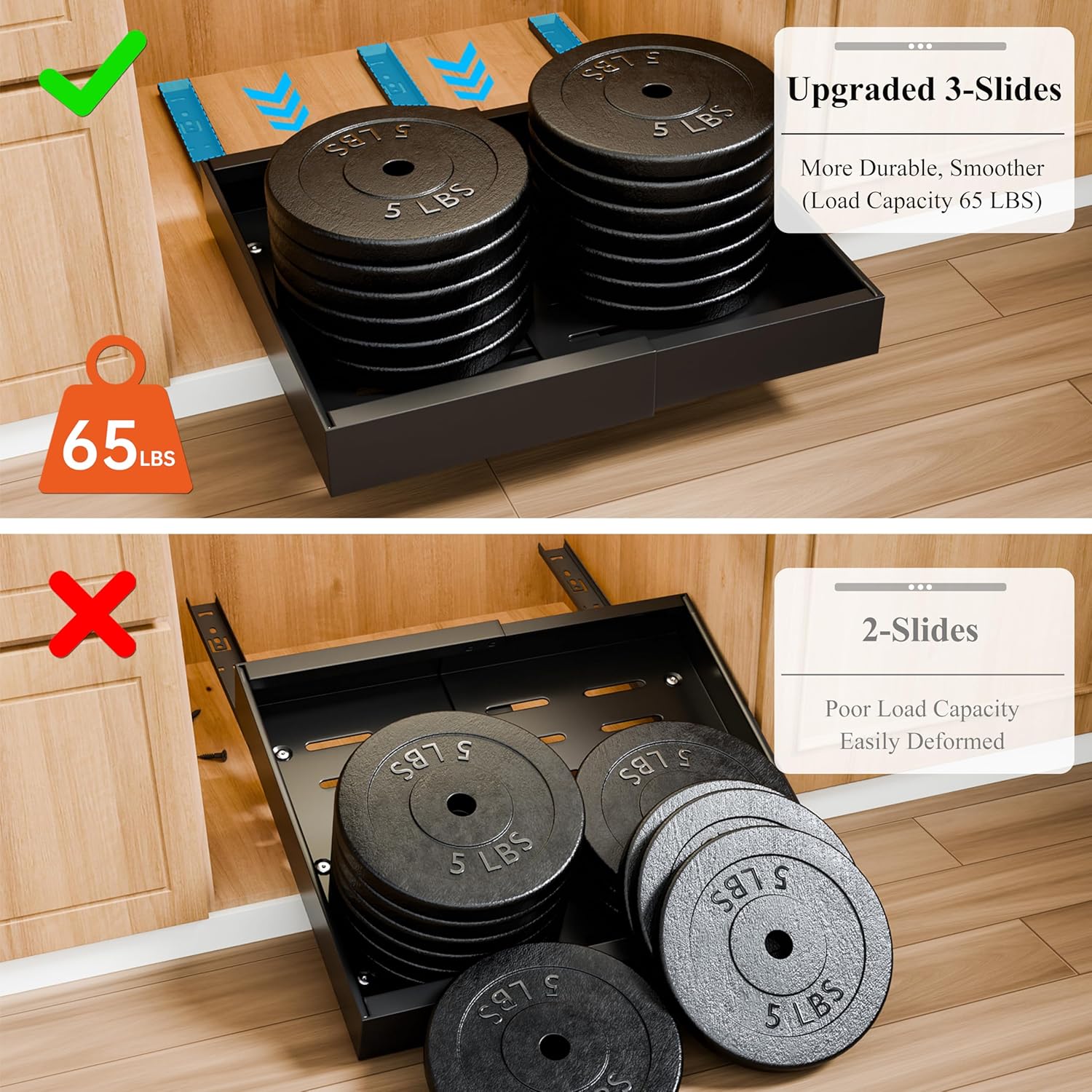 2 Pack Pull Out Cabinet Organizer Expandable for Cabinets with Adjustable Slide Out Shelves and Easy Installation (Black) - Home & Garden > DIY > Kitchen & Bathroom DIY - Rivercity House & Home Co. (ABN 18 642 972 209) - Affordable Modern Furniture Australia