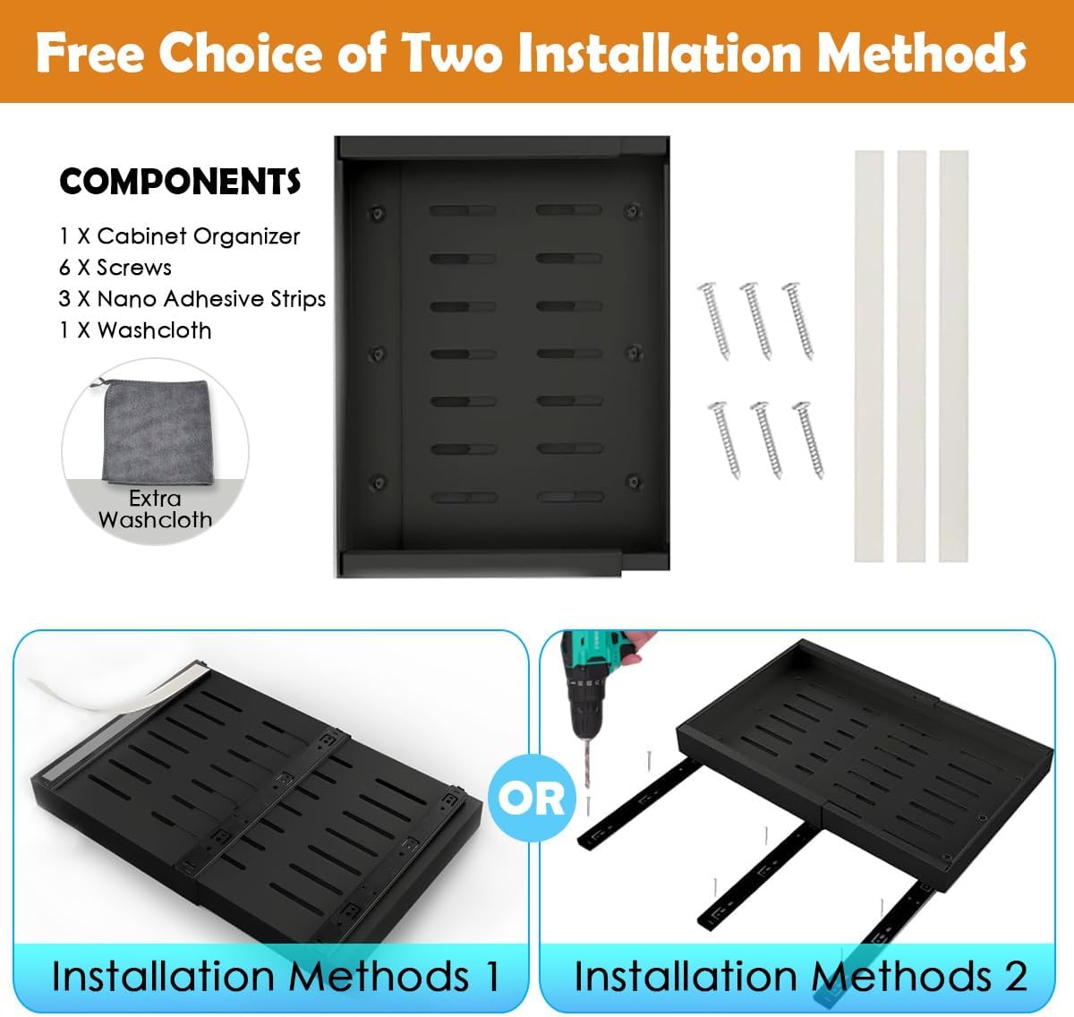 2 Pack Pull Out Cabinet Organizer Expandable for Cabinets with Adjustable Slide Out Shelves and Easy Installation (Black) - Home & Garden > DIY > Kitchen & Bathroom DIY - Rivercity House & Home Co. (ABN 18 642 972 209) - Affordable Modern Furniture Australia