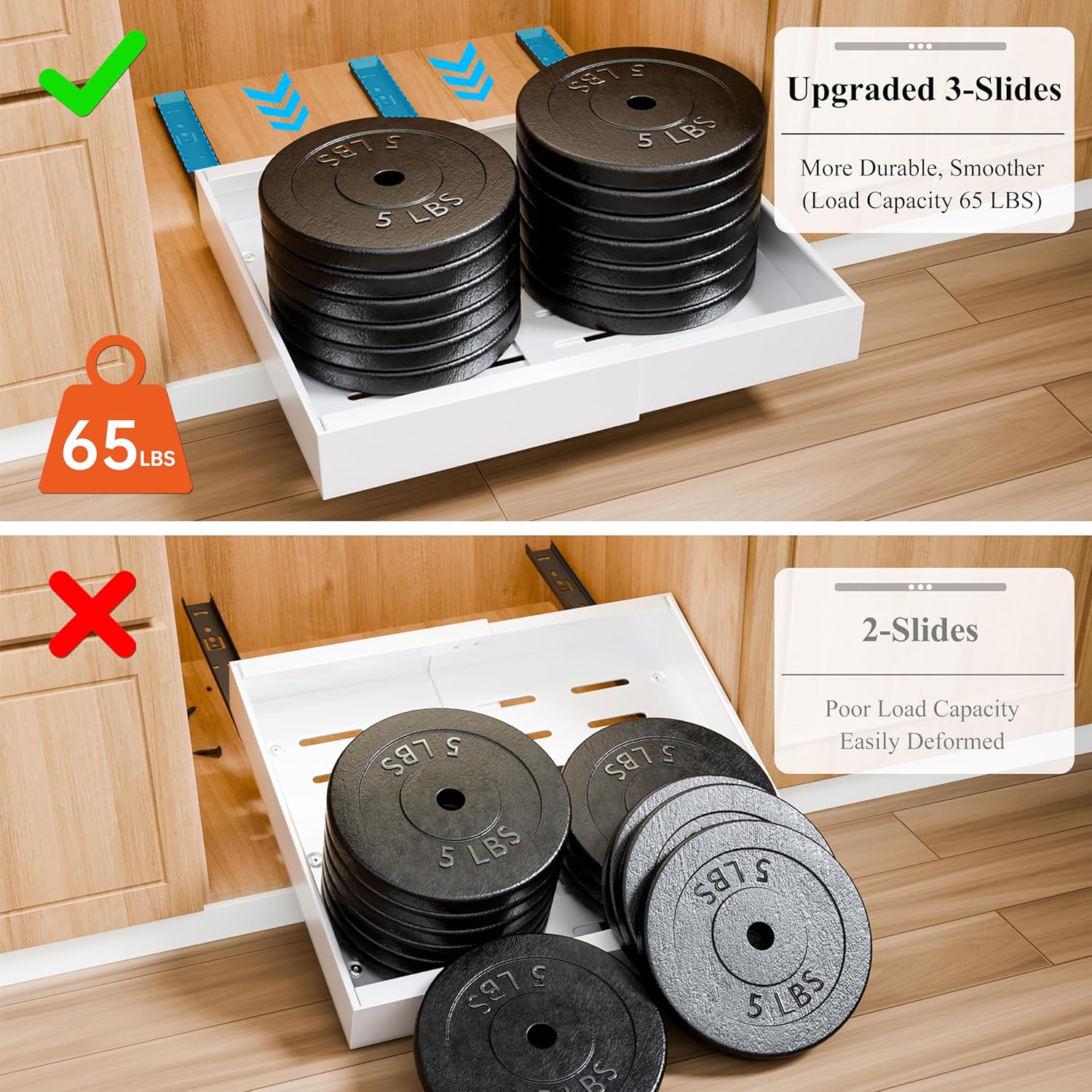 2 Pack Pull Out Cabinet Organizer Expandable for Cabinets with Adjustable Slide Out Shelves and Easy Installation (White) - Home & Garden > DIY > Kitchen & Bathroom DIY - Rivercity House & Home Co. (ABN 18 642 972 209) - Affordable Modern Furniture Australia