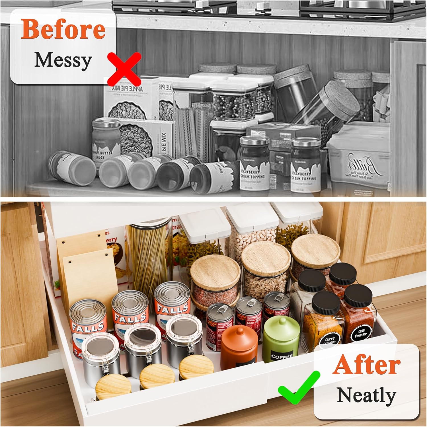 2 Pack Pull Out Cabinet Organizer Expandable for Cabinets with Adjustable Slide Out Shelves and Easy Installation (White) - Home & Garden > DIY > Kitchen & Bathroom DIY - Rivercity House & Home Co. (ABN 18 642 972 209) - Affordable Modern Furniture Australia