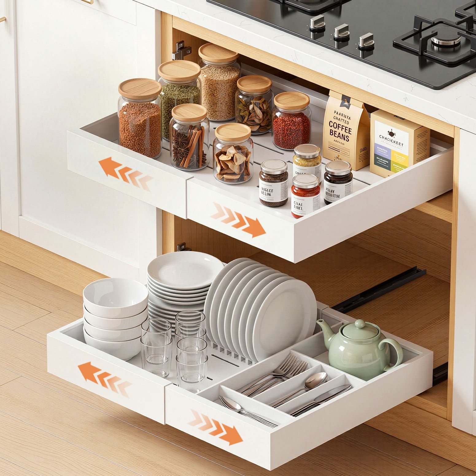 2 Pack Pull Out Drawers for Cabinets Expandable Cabinet Organizer White - Furniture > Bathroom > Bathroom Cabinets, Cupboards & Storage - Rivercity House & Home Co. (ABN 18 642 972 209) - Affordable Modern Furniture Australia