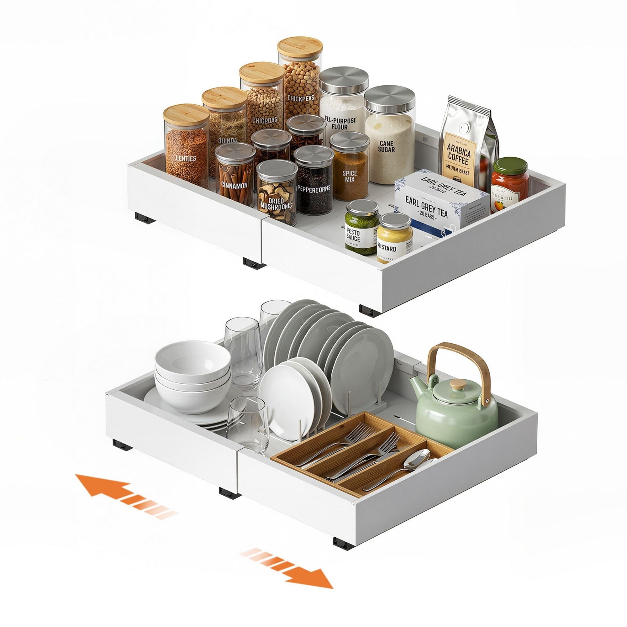 2 Pack Pull Out Drawers for Cabinets Expandable Cabinet Organizer White - Furniture > Bathroom > Bathroom Cabinets, Cupboards & Storage - Rivercity House & Home Co. (ABN 18 642 972 209) - Affordable Modern Furniture Australia