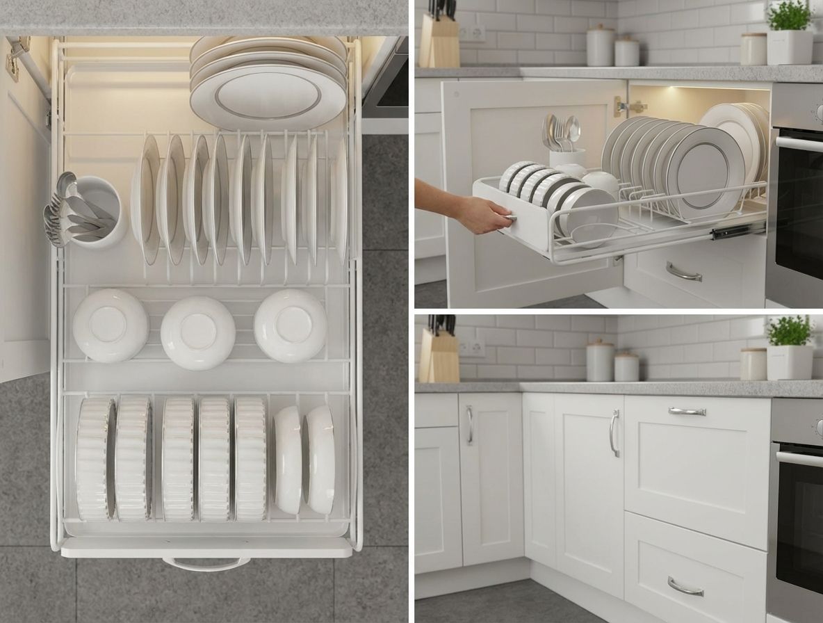 2 Pack Pull Out Slide - Out Dish Rack Drawer Organiser for Kitchen Cabinet - Metal - Home & Garden > Kitchenware > Dish Racks - Rivercity House & Home Co. (ABN 18 642 972 209) - Affordable Modern Furniture Australia