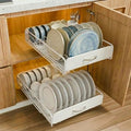 2 Pack Pull Out Slide-Out Dish Rack Drawer Organiser for Kitchen Cabinet - Metal