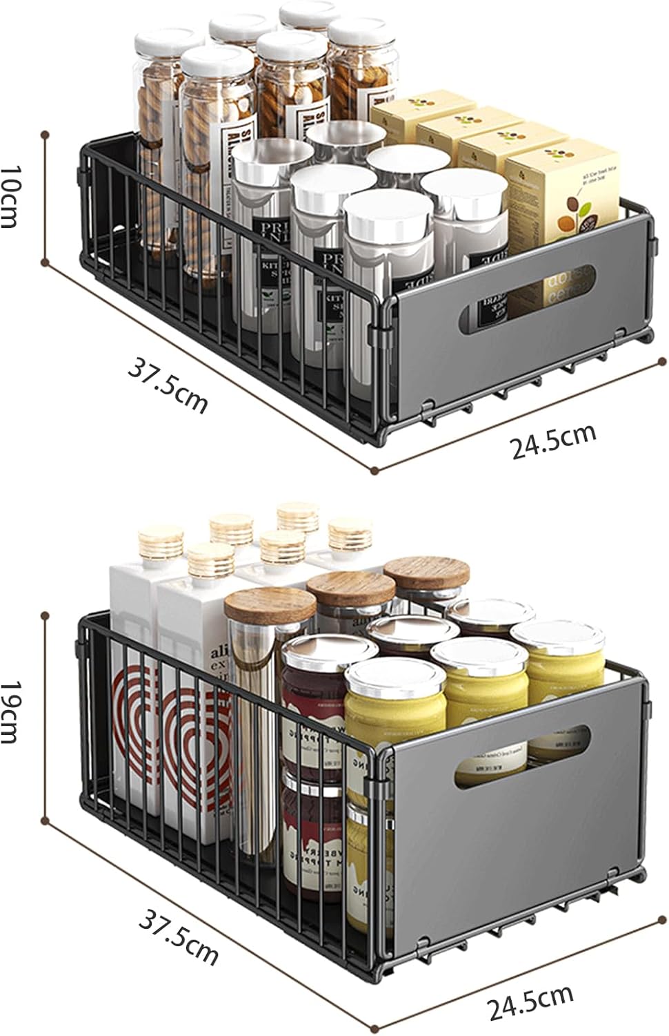 2 Pack Pullout Cabinet Organiser Drawers with No - Drill Adhesive Installation for Pantry & Cabinets - Home & Garden > Kitchen Bins > Pull Out Bins - Rivercity House & Home Co. (ABN 18 642 972 209) - Affordable Modern Furniture Australia