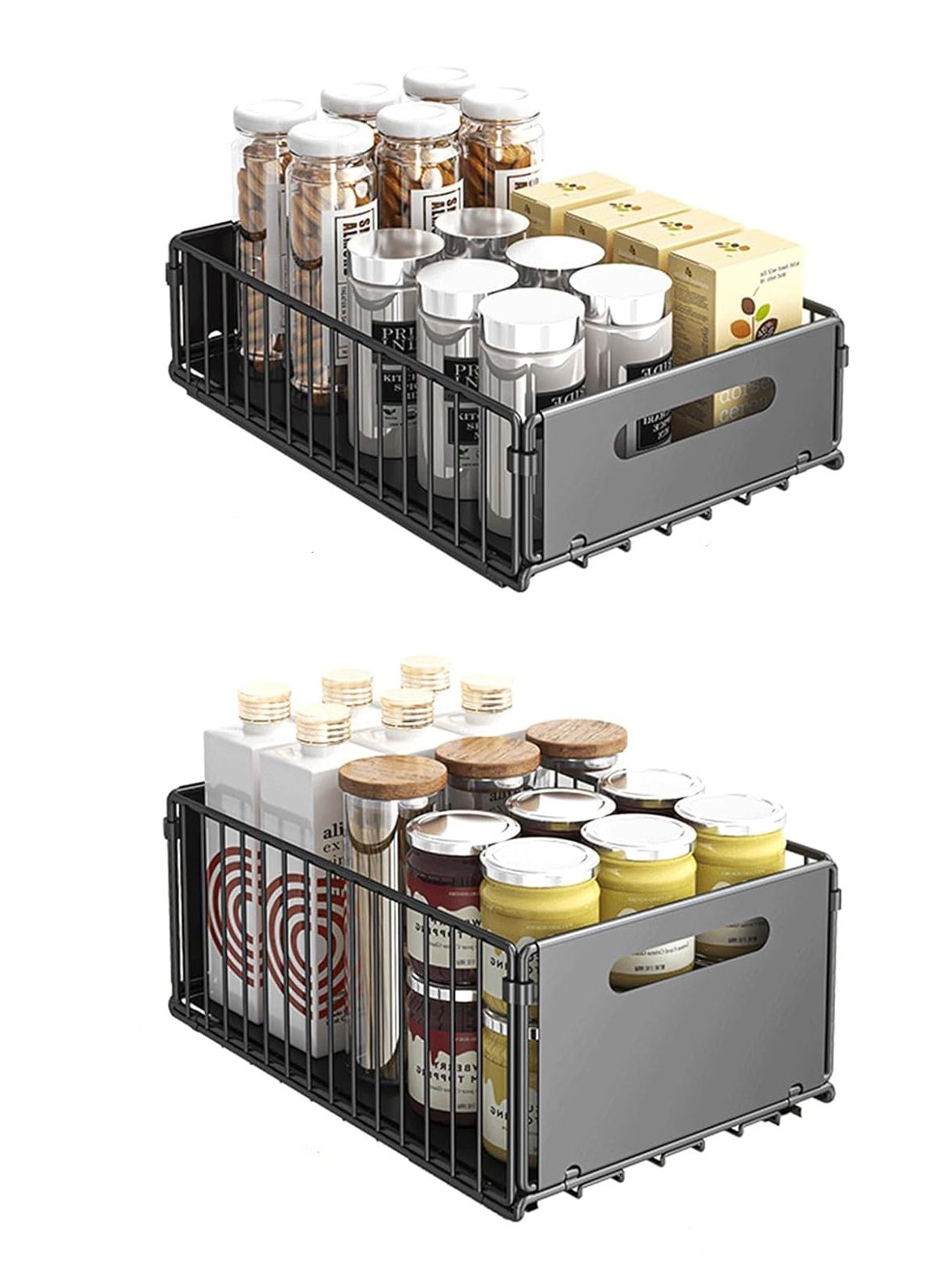 2 Pack Pullout Cabinet Organiser Drawers with No - Drill Adhesive Installation for Pantry & Cabinets - Home & Garden > Kitchen Bins > Pull Out Bins - Rivercity House & Home Co. (ABN 18 642 972 209) - Affordable Modern Furniture Australia