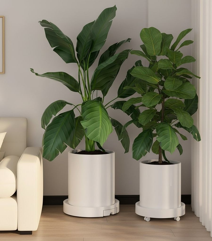 2 - Pack Rolling Plant Stand with 360° Wheels for 26 cm Indoor Pots - Black - Home & Garden > Artificial Plants > Pots, Planters & Accessories - Rivercity House & Home Co. (ABN 18 642 972 209) - Affordable Modern Furniture Australia