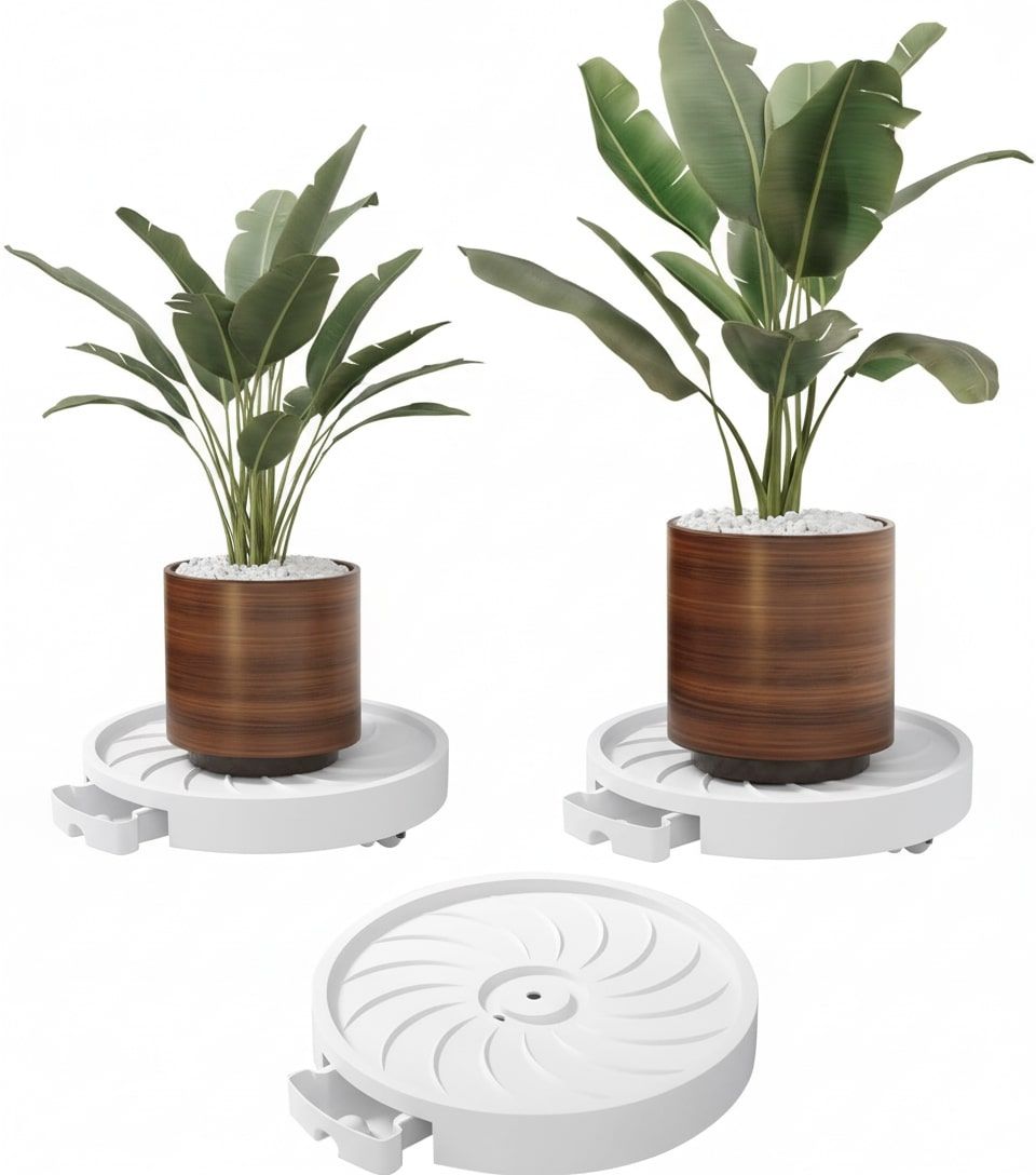 2 - Pack Rolling Plant Stand with 360° Wheels for 26 cm Indoor Pots - Black - Home & Garden > Artificial Plants > Pots, Planters & Accessories - Rivercity House & Home Co. (ABN 18 642 972 209) - Affordable Modern Furniture Australia