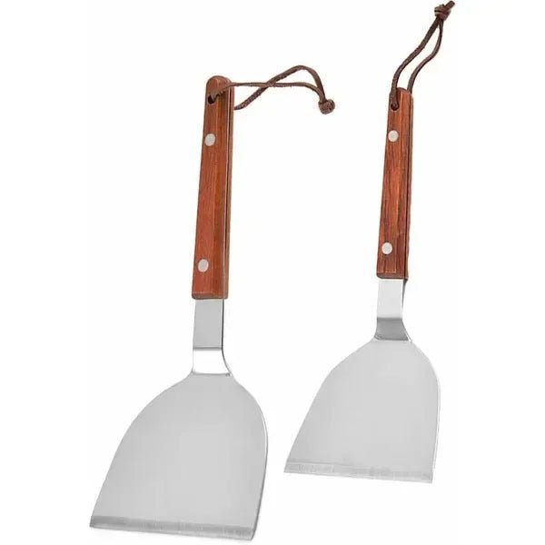 2 Pack Stainless Steel BBQ Grill Spatula Set with Wooden Handles for Teppanyaki and Griddle Cooking - Home & Garden > BBQ > BBQ Tools - Rivercity House & Home Co. (ABN 18 642 972 209) - Affordable Modern Furniture Australia