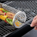 2 Pack Stainless Steel Rolling Grill Baskets with Hooks and Forks 31 cm & 21 cm - Silver