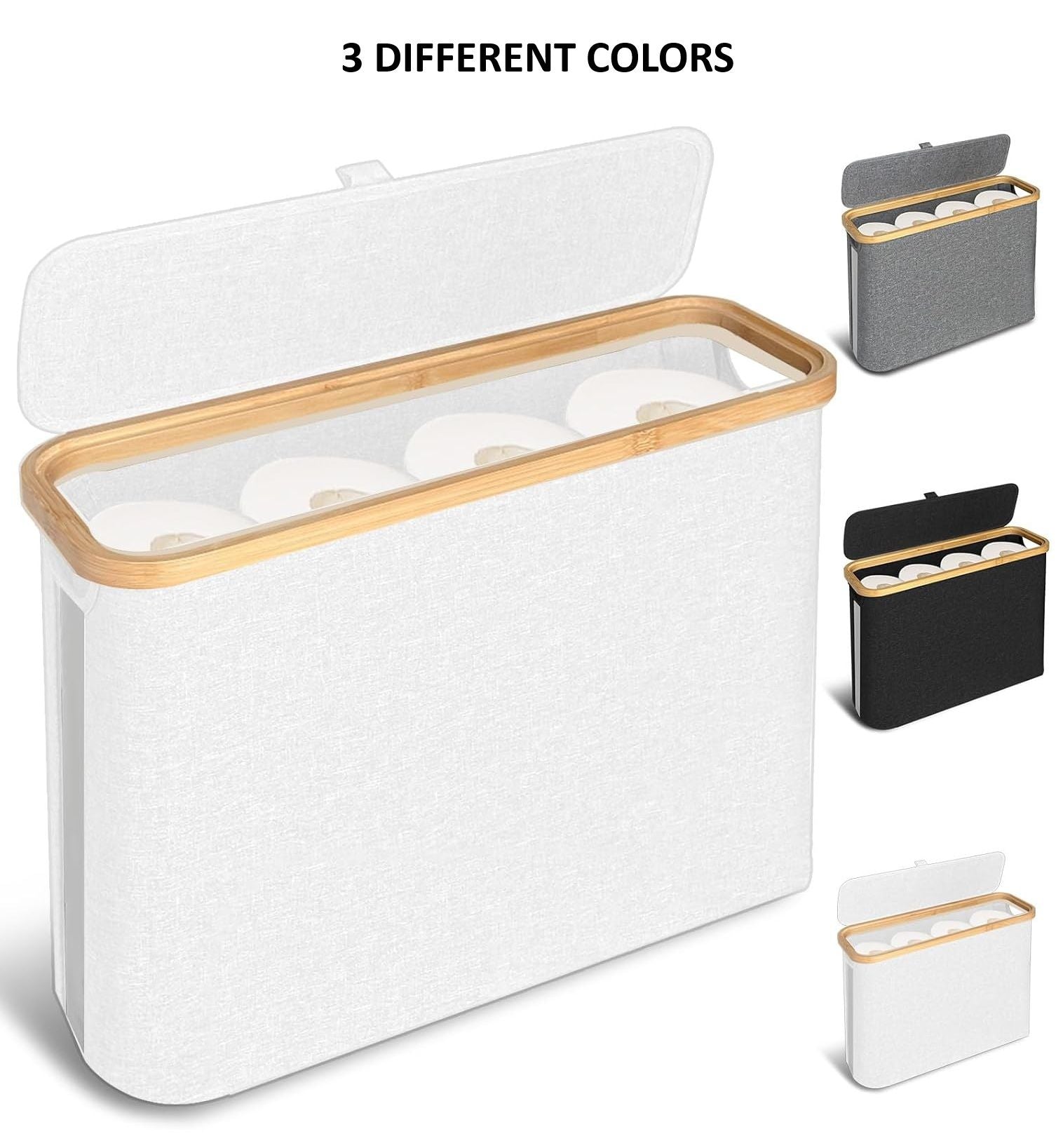 2 pack Toilet Paper Storage Basket Holds Up to 12 Rolls with Bamboo Lid and Handle for RV Closet (Grey) - Home & Garden > DIY > Kitchen & Bathroom DIY - Rivercity House & Home Co. (ABN 18 642 972 209) - Affordable Modern Furniture Australia