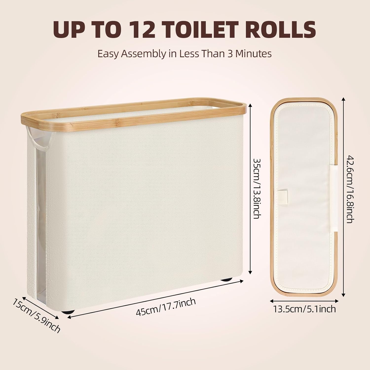 2 Pack Toilet Paper Storage Basket Holds Up to 12 Rolls with Bamboo Lid and Handle for RV Closet (White) - Home & Garden > DIY > Kitchen & Bathroom DIY - Rivercity House & Home Co. (ABN 18 642 972 209) - Affordable Modern Furniture Australia