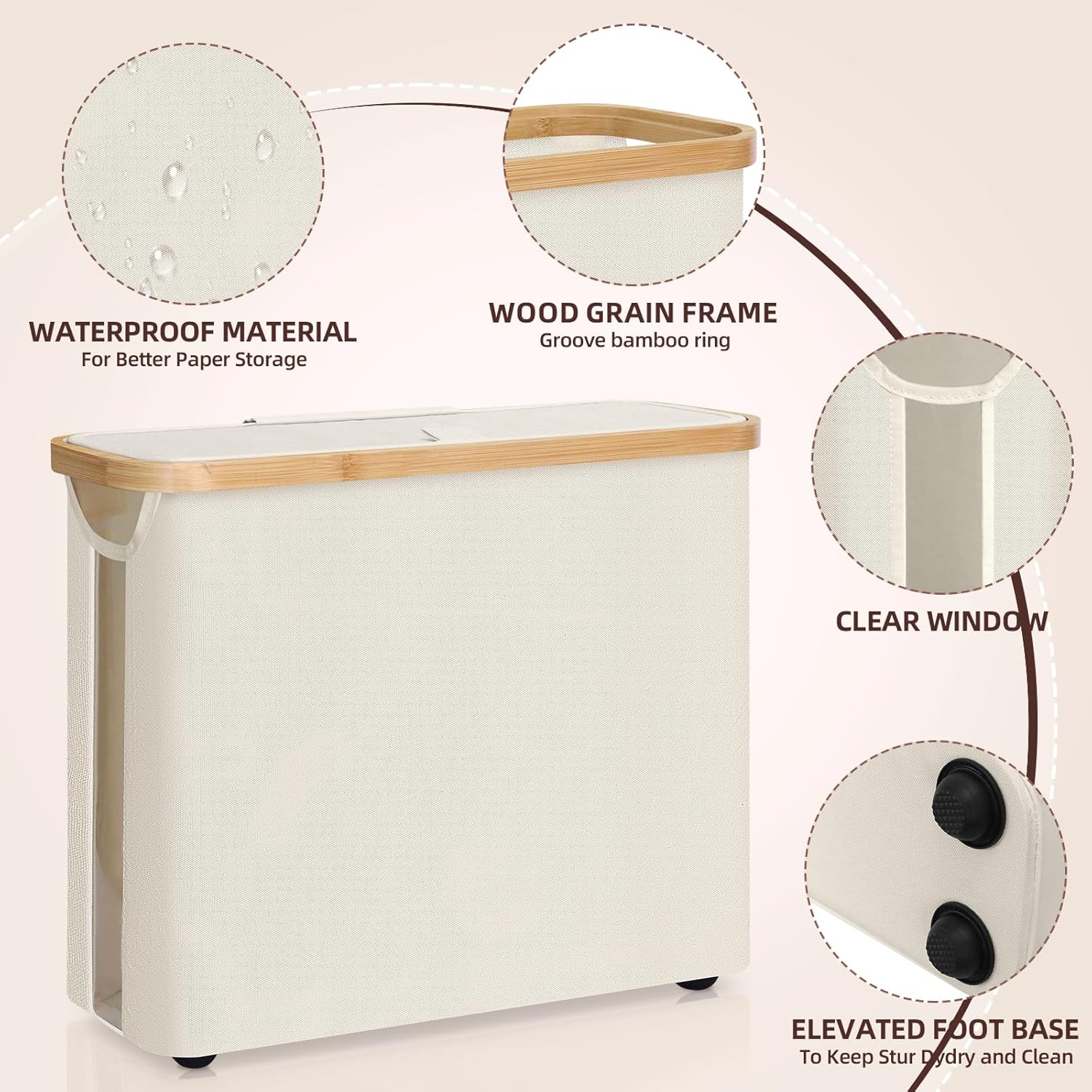 2 Pack Toilet Paper Storage Basket Holds Up to 12 Rolls with Bamboo Lid and Handle for RV Closet (White) - Home & Garden > DIY > Kitchen & Bathroom DIY - Rivercity House & Home Co. (ABN 18 642 972 209) - Affordable Modern Furniture Australia