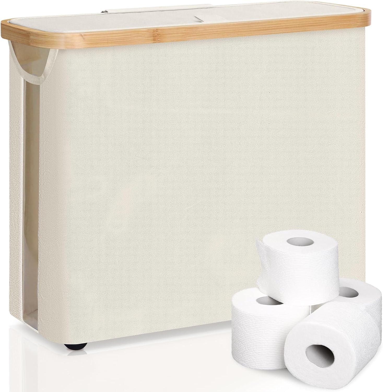 2 Pack Toilet Paper Storage Basket Holds Up to 12 Rolls with Bamboo Lid and Handle for RV Closet (White) - Home & Garden > DIY > Kitchen & Bathroom DIY - Rivercity House & Home Co. (ABN 18 642 972 209) - Affordable Modern Furniture Australia