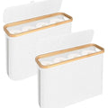 2 Pack Toilet Paper Storage Basket with Bamboo Lid & Handle Holds 12 Rolls for RV Closet - White