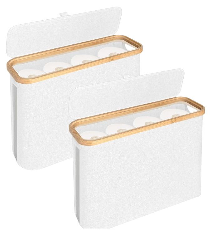 2 Pack Toilet Paper Storage Basket Holds Up to 12 Rolls with Bamboo Lid and Handle for RV Closet (White) - Home & Garden > DIY > Kitchen & Bathroom DIY - Rivercity House & Home Co. (ABN 18 642 972 209) - Affordable Modern Furniture Australia
