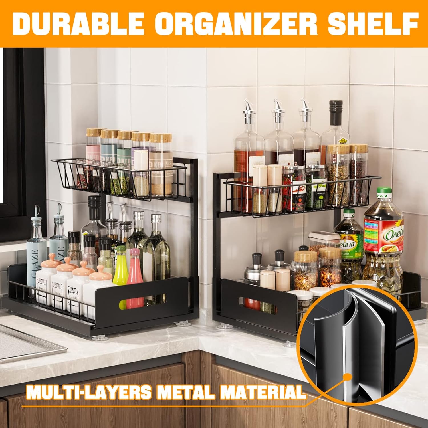 2 Pack Under Sink Organiser with Sliding Drawers for Kitchen & Bathroom - Home & Garden > DIY > Kitchen & Bathroom DIY - Rivercity House & Home Co. (ABN 18 642 972 209) - Affordable Modern Furniture Australia