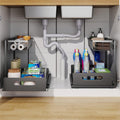 2 Pack Under Sink Organiser with Sliding Drawers for Kitchen & Bathroom - Metal