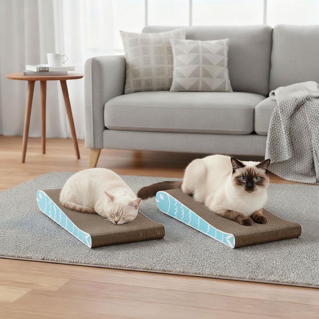 2 - Pack Wave - Design Cat Scratcher Board - Brown - Rivercity House & Home Co. (ABN 18 642 972 209) - Affordable Modern Furniture Australia